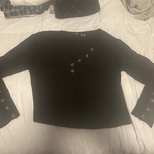 H&M (divided)  Black cropped sweater with decorative buttons